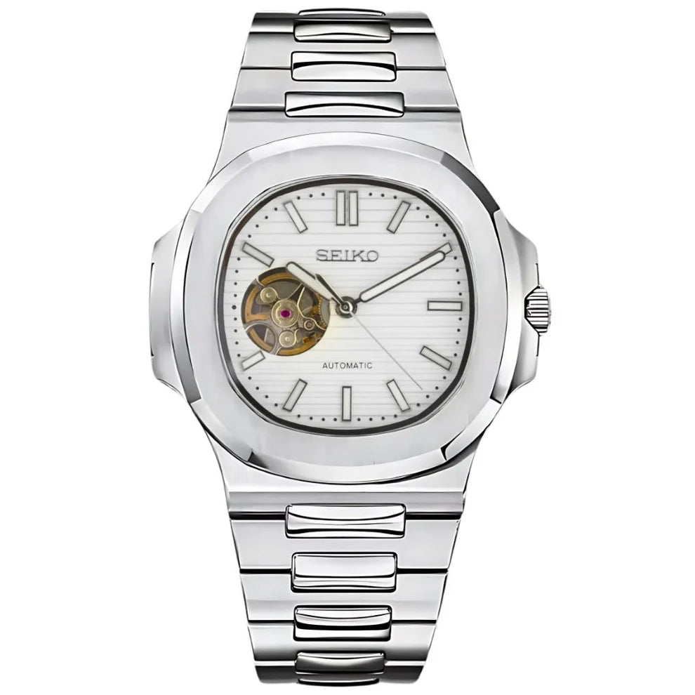 White Seiko Nautilus Mod (Open Heart)