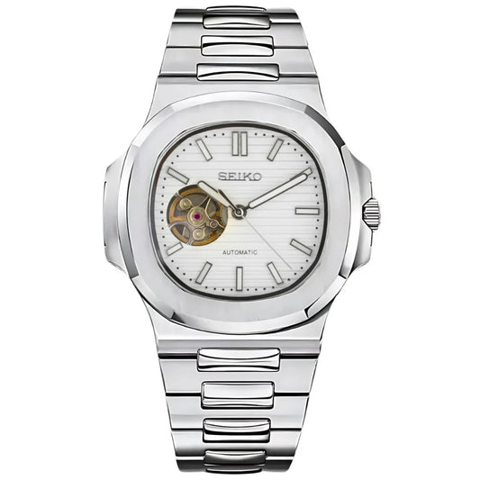 White Seiko Nautilus Mod (Open Heart)